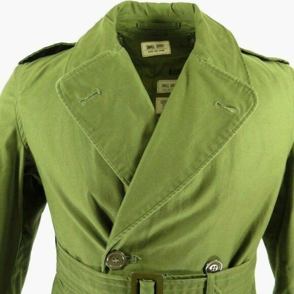 Vintage 50s US Army 107 Coat Overcoat S Short Green Liner Military Korea Belted - Picture 2 of 12
